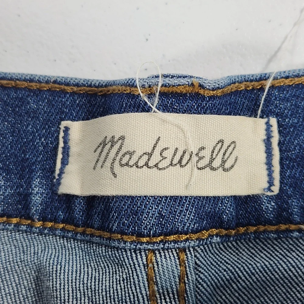 Madewell‎ High-Rise Denim Shorts Blue Raw Hem Size 28 Whiskered Summer Casual